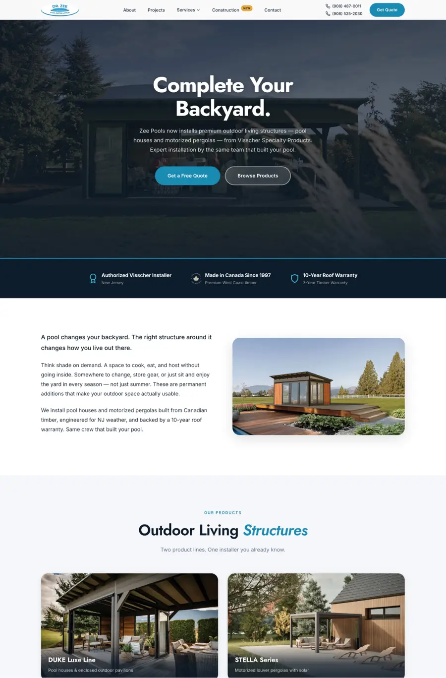 Zee Pools service subpage